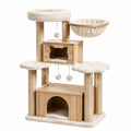 Arbre à chat en bois et sisal avec niches et plateformes, 120 cm