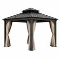 Pavillon en aluminium et acier avec rideaux en polyester beige 300x300 cm