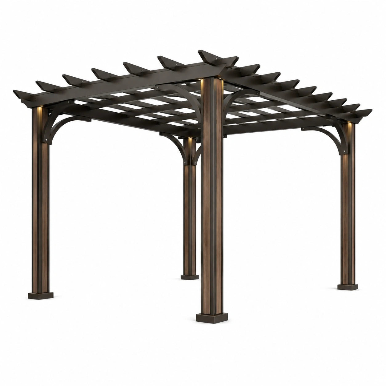 Pergola en métal noir avec éclairage intégré 300x300 cm
