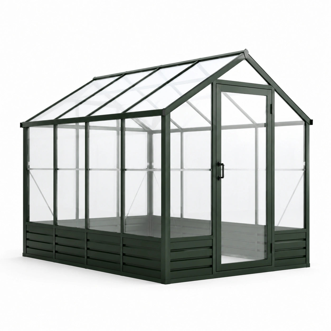 Serre en verre trempé et aluminium vert foncé 250x190x195 cm