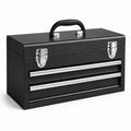 Boîte à outils en métal noir avec 2 tiroirs et poignée ergonomique 50x25x25 cm