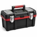 Boîte à outils plastique noir et rouge avec loquets métal