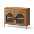 Buffet en bois avec portes en verre cannelé et tiroirs 120 cm