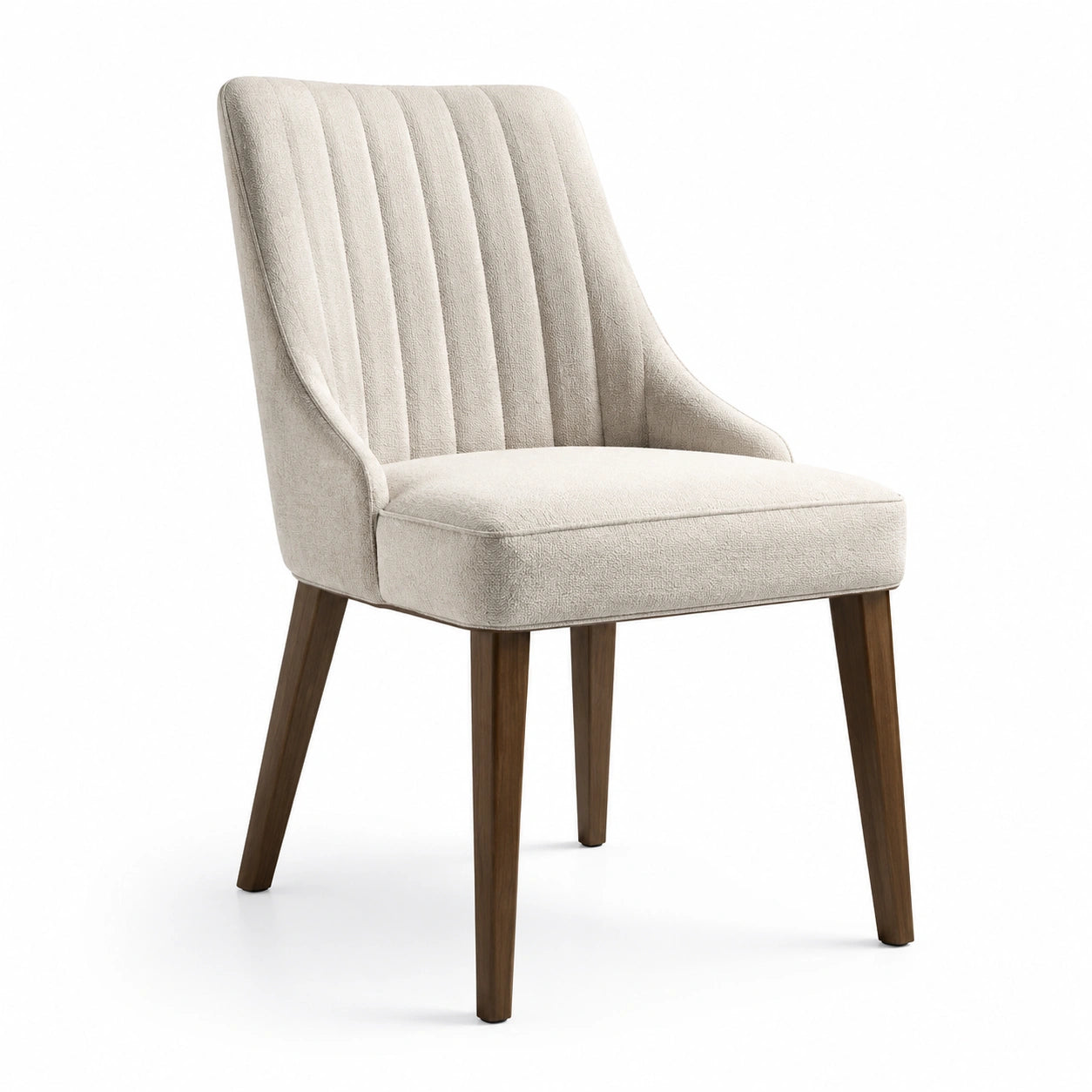 Chaise en tissu beige avec pieds en bois