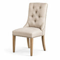 Chaise en lin beige avec pieds en bois