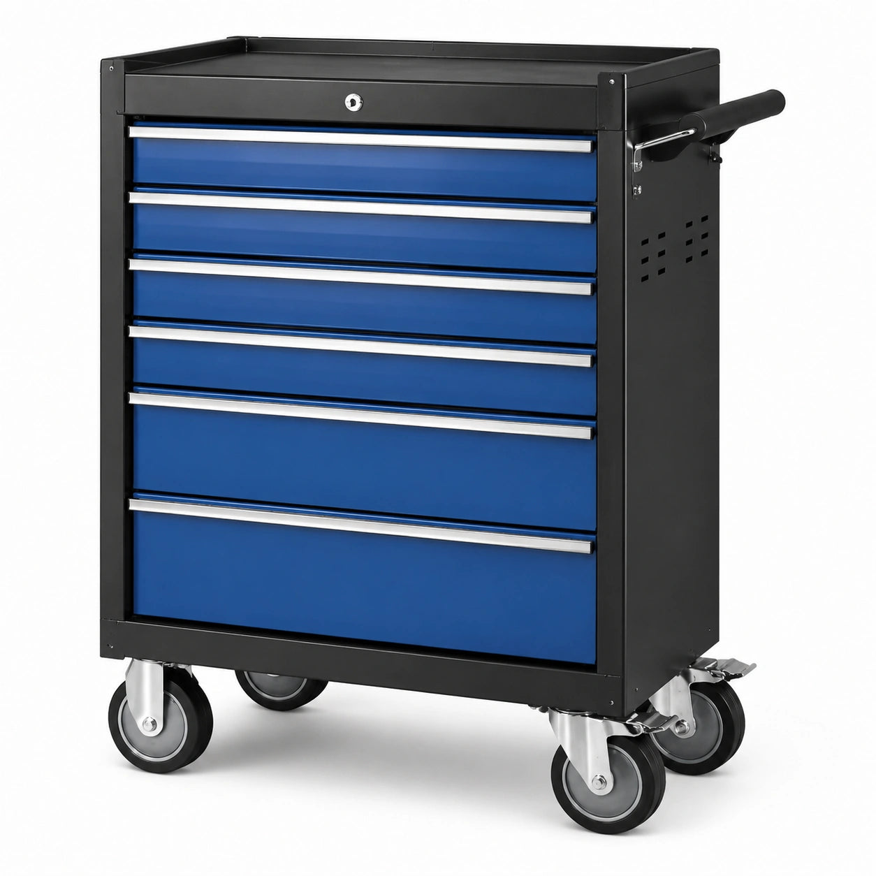 Chariot à outils en métal avec 7 tiroirs bleu