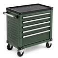 Chariot à outils en métal vert avec roulettes et 5 tiroirs