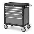 Chariot à outils en acier avec 5 tiroirs et roulettes verrouillables