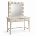 Table de maquillage en bois avec miroir LED et plateau effet marbre