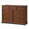 Commode en bois massif avec 9 tiroirs marron