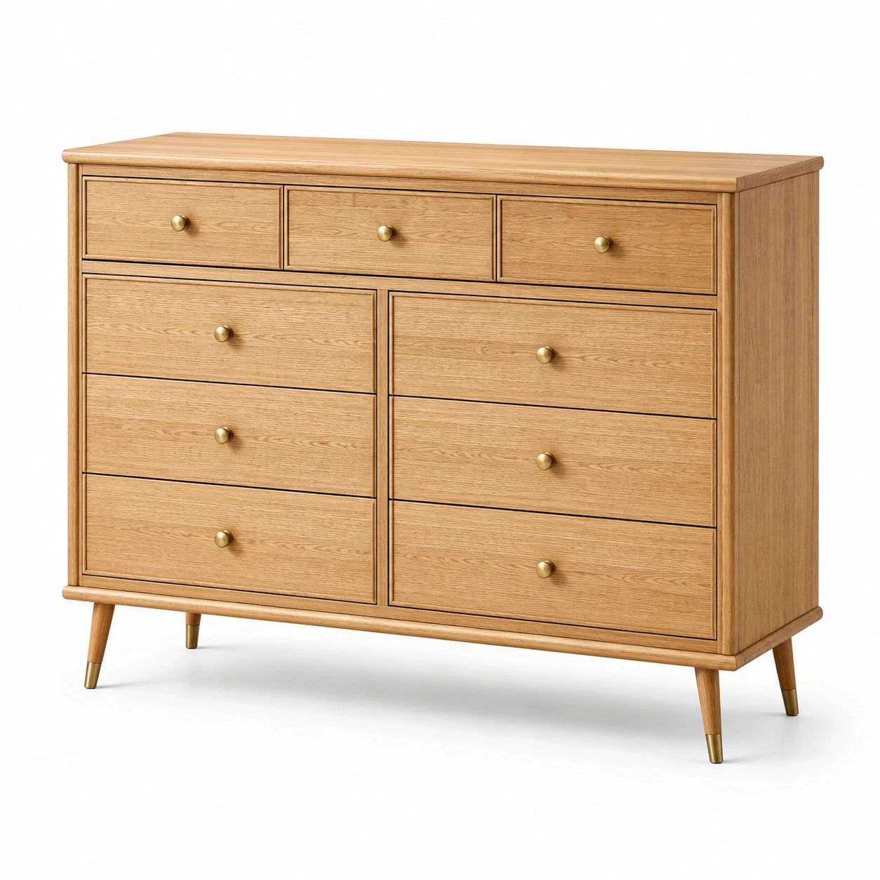 Commode en bois avec poignées dorées