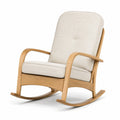 Fauteuil à bascule en chêne avec tissu beige