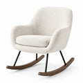 Fauteuil à bascule en tissu bouclé crème avec pieds en bois et métal